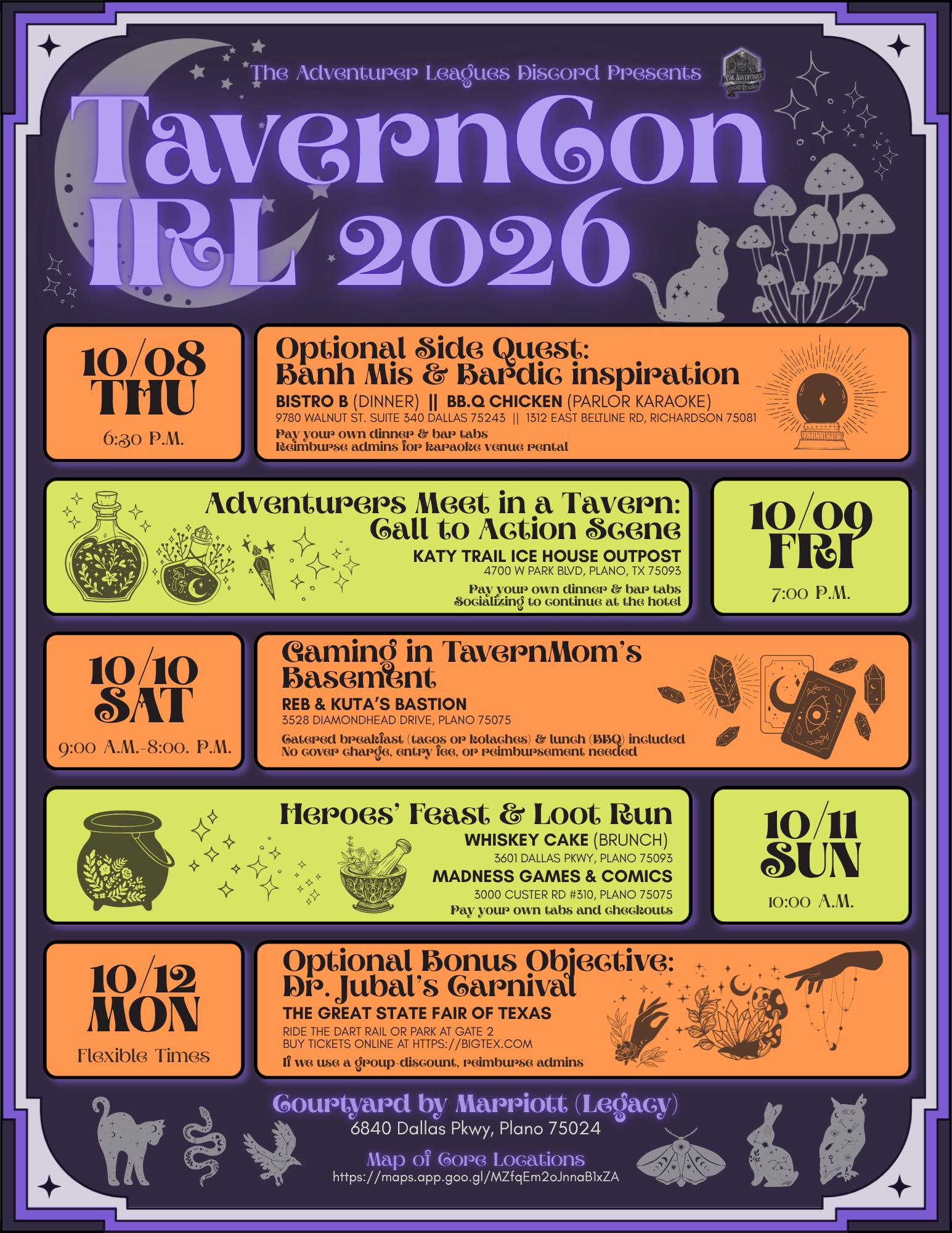 TavernCon IRL Event Schedule - Plano, Texas 